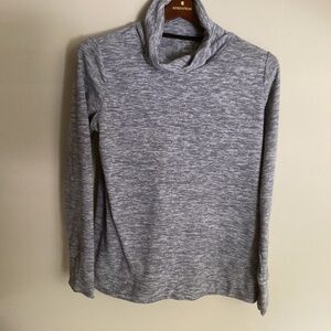 Ladies Tex Gear Mock Turtle Neck Long Sleeve Pullover Gray,White Size Small